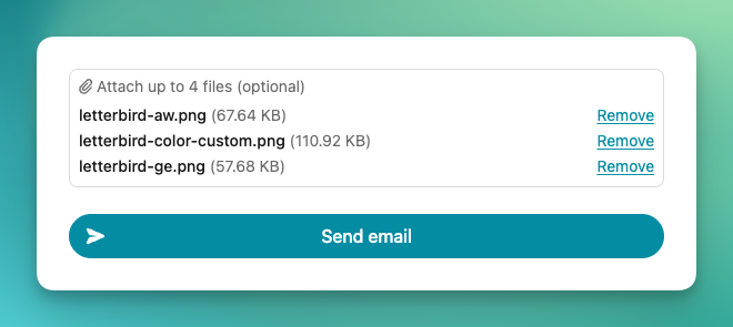 Example of attached files on a Letterbird form
