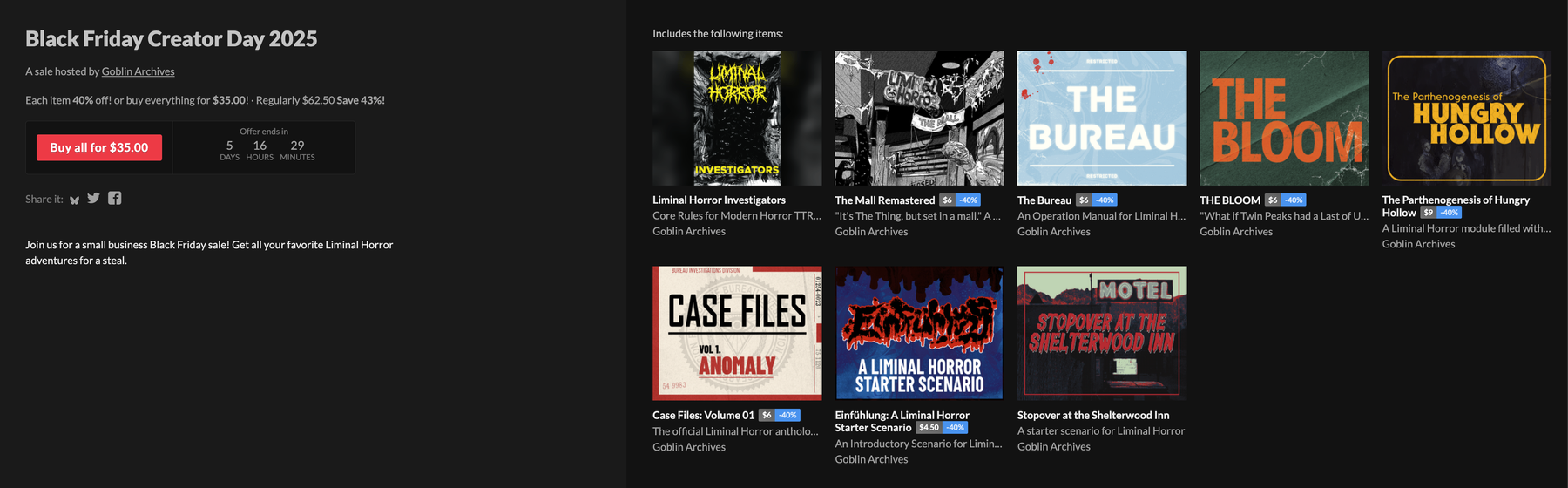 Black Friday Liminal Horror Sales! - Liminal Horror Newsletter