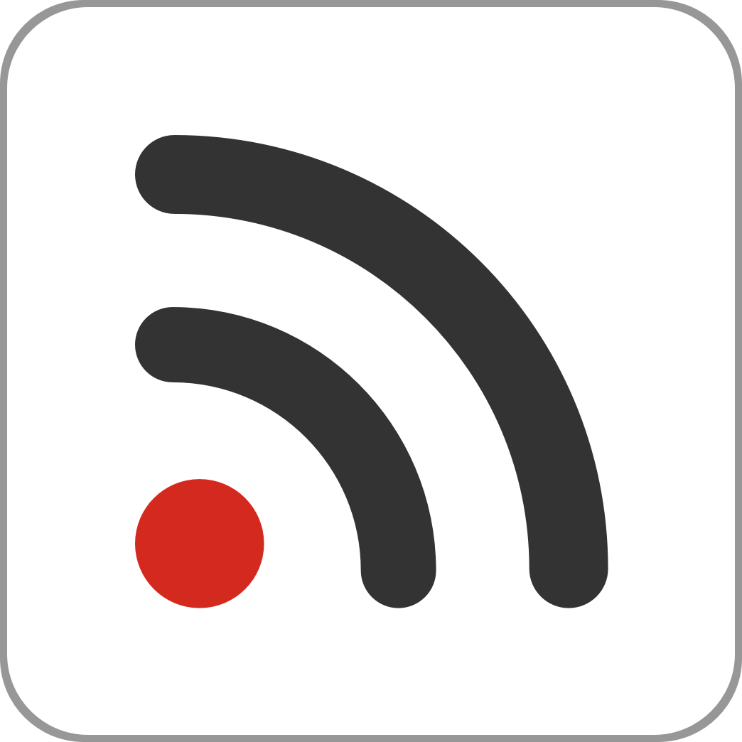 未读标志：一个类似 RSS 的传输图标，左下角有一个红点，两条弧线从左下角向右上角发射。