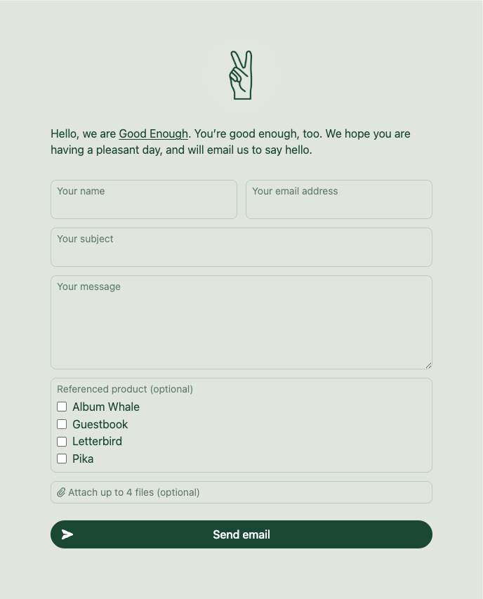 Good Enough’s Letterbird form