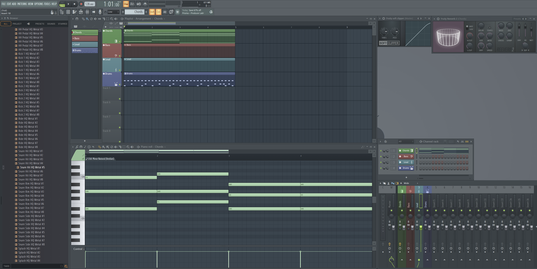 Screenshot showing a new project in FL Studio