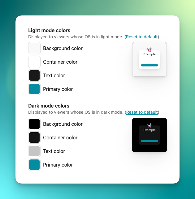 Color customization in Letterbird