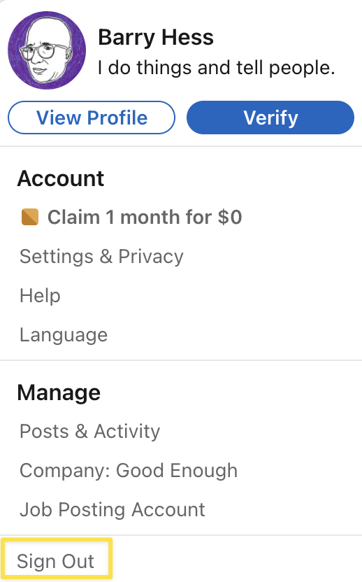 Log Out Process for Various Social Networks - I am BARRY HESS