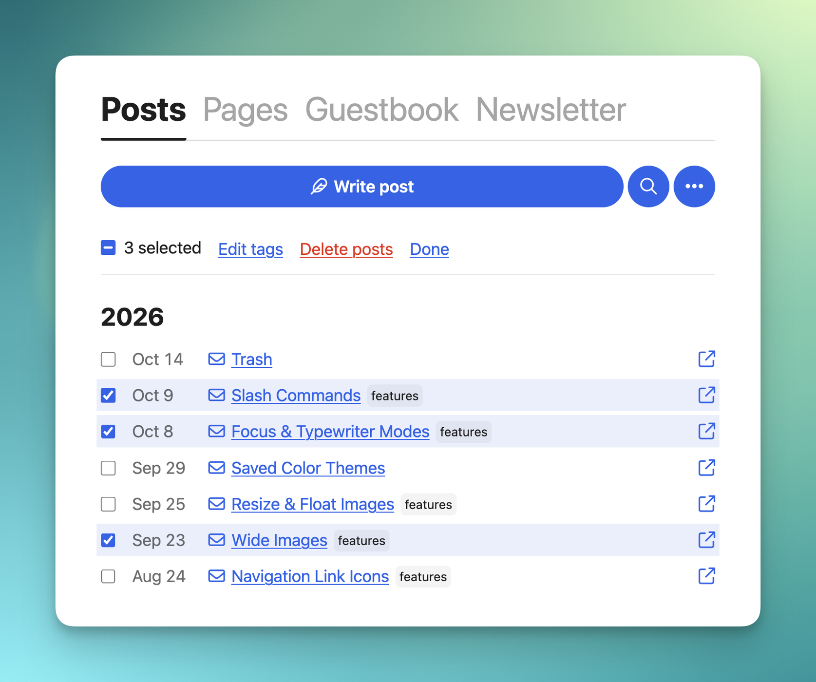 Screenshot showing the bulk edit interface in Pika